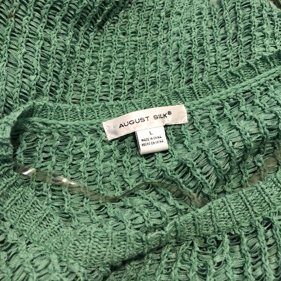 1[August Silk] Green open knit sweater - Picture 6 of 7
